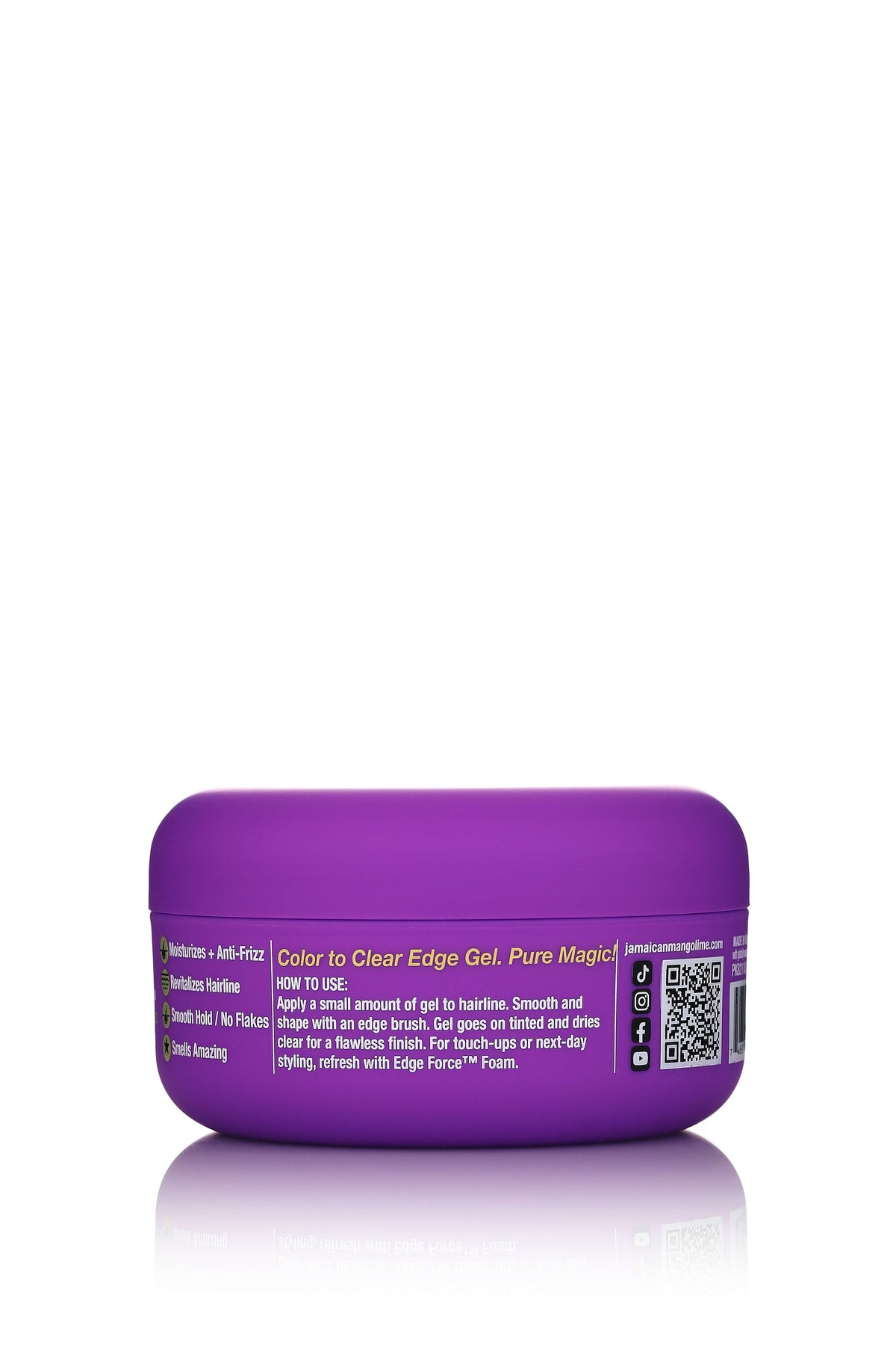 EdgeForce Gel - Grapeseed Oil 3.4oz jar, side view with usage instructions